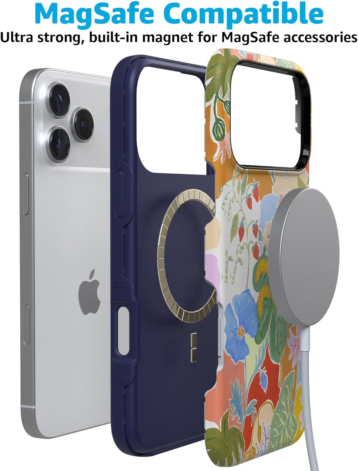 Casely iPhone 17 Pro Max Case | Botanical Blooms | Floral Patchwork | Bold Protective Design | Compatible with MagSafe