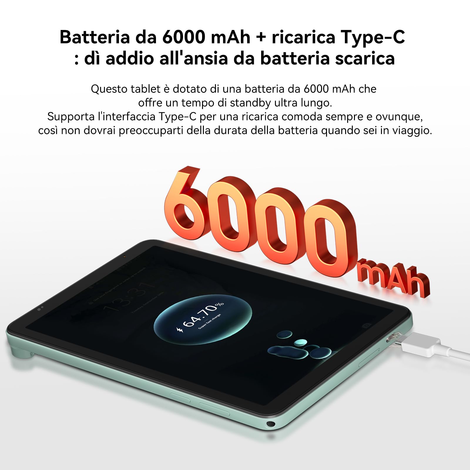 Blackview ZENO 1 8 pollici Tablet Android 15 90Hz 800x1280 - Ultra leggero&compatto Gaming, T615 8 core AI Chip, 18GB RAM+256GB ROM(2TB TF)/4G LTE+WiFi5G/Face ID/6000mAh/8MP+8MP/Widevine L1/BT5.2/GMS