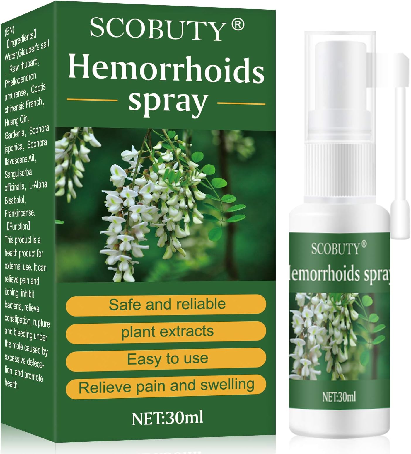 Hemorrhoids Treatment,Hemorrhoids Spray,Hemorrhoids Spray for Hemorrhoids Fissures Bleeding Anal Discomfort,Natural and Fast Pain Relief Spray, 30ML