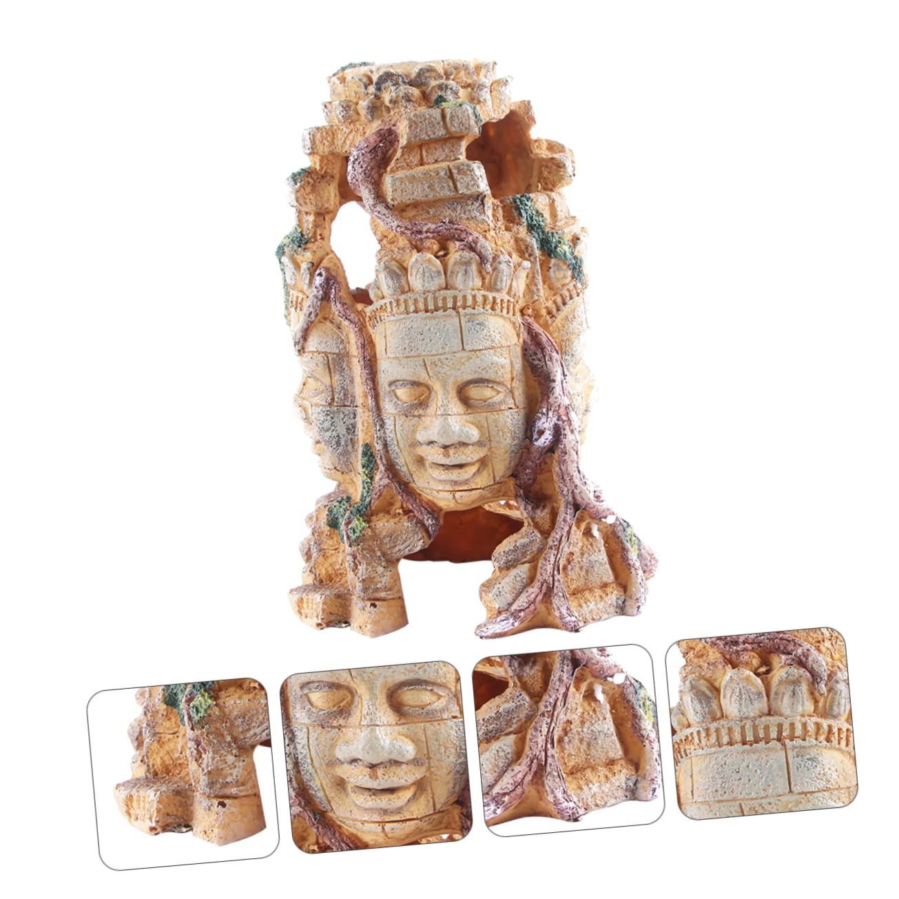 BESPORTBLE 1pièce Décor Aquarium avec Crâne De Reptile Abri à Quatre Visages pour Poissons Et Terrarium Ornement De Paysage pour Aquariums Et Décoration De Chambre