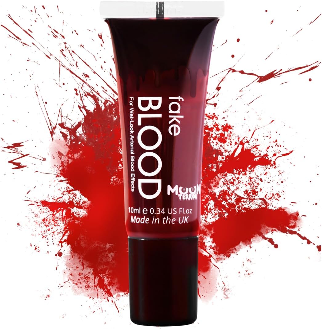 Fake Blood by Moon Terror (10ml) Special FX Halloween Makeup Washable Fake Blood Realistic Halloween Makeup for Face & Body, Special Effects Stage & Costume Prop for Scary Looks