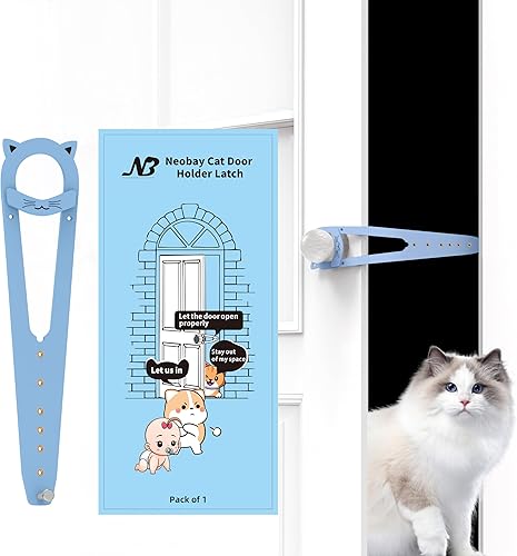 Miniatura 24 de Pestillo de puerta para gatos con estabilizador, 7 tamaños ajustables para puerta de gato, mantiene al perro fuera de la caja de arena, blanco, 2
