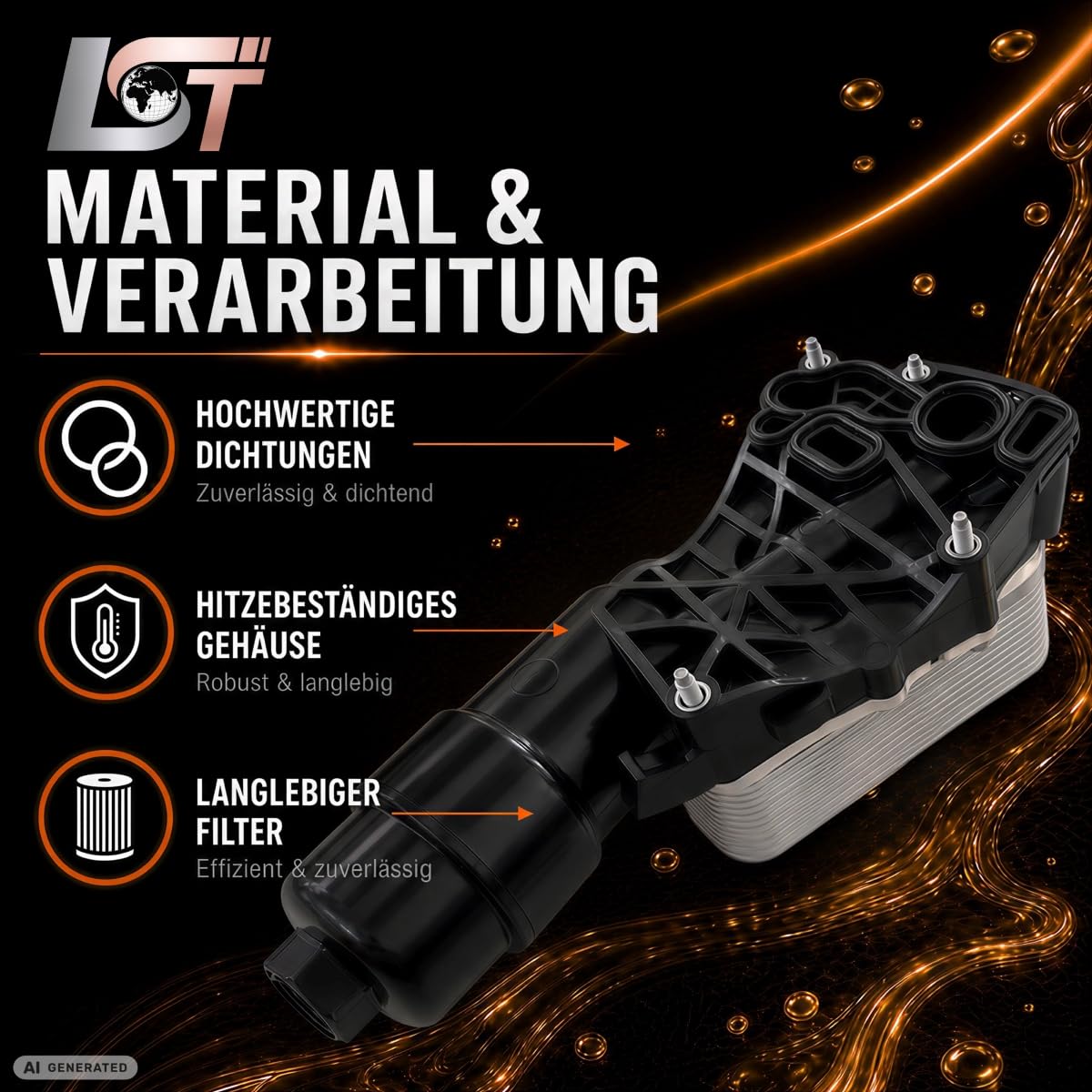 LST Ölfiltergehäuse Dichtungen Ölfilter Deckel Wärmetauscher kompatibel mit BMW 2 Active Tourer F45 GT F46 i8 I12 I15 X1 F48 X2 F39 Mini F55 F56 Cabrio F57 Clubman F54 Countryman F60 1.2 1.5d 1.5 2.0