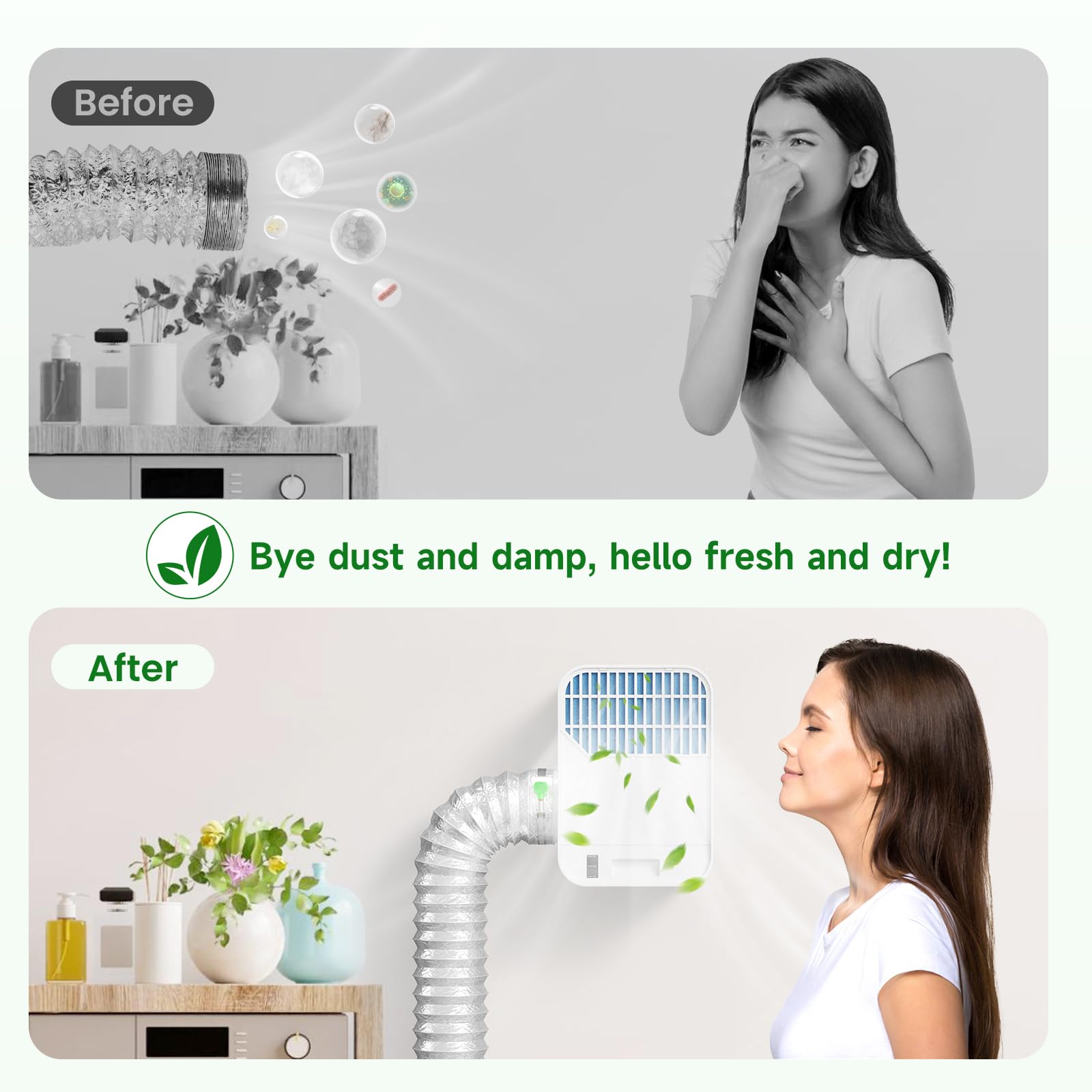 LuckIn Kit de ventilación de secadora 3 en 1 para secadora eléctrica, kit de limpiador de ventilación de secadora con filtro de poliéster, manguera de ventilación de 10 pies y sistema de cajón de agua