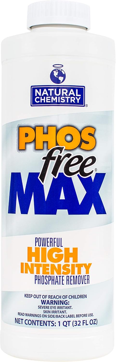 Natural Chemistry Phosfree Max, 32 oz, Single, Powerful High Intensity Phosphate Remover, Fast-Acting, Treats Resident & Commercial Pools