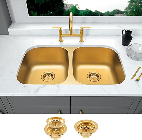 Miniatura 2 de LQS Fregadero de cocina de 32 x 18 pulgadas, fregadero de cocina de acero inoxidable, fregadero de cocina profundo, fregadero de cocina de acero