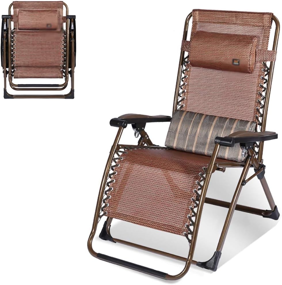 Zero Gravity Recliner Chair,Portable Folding Reclining Chair,Adjustable Recliner Folding Lawn Chairs,Patio Lounge Beach Chair,Ideal Outdoor Recliner-Ergonomic (Color : Brown)
