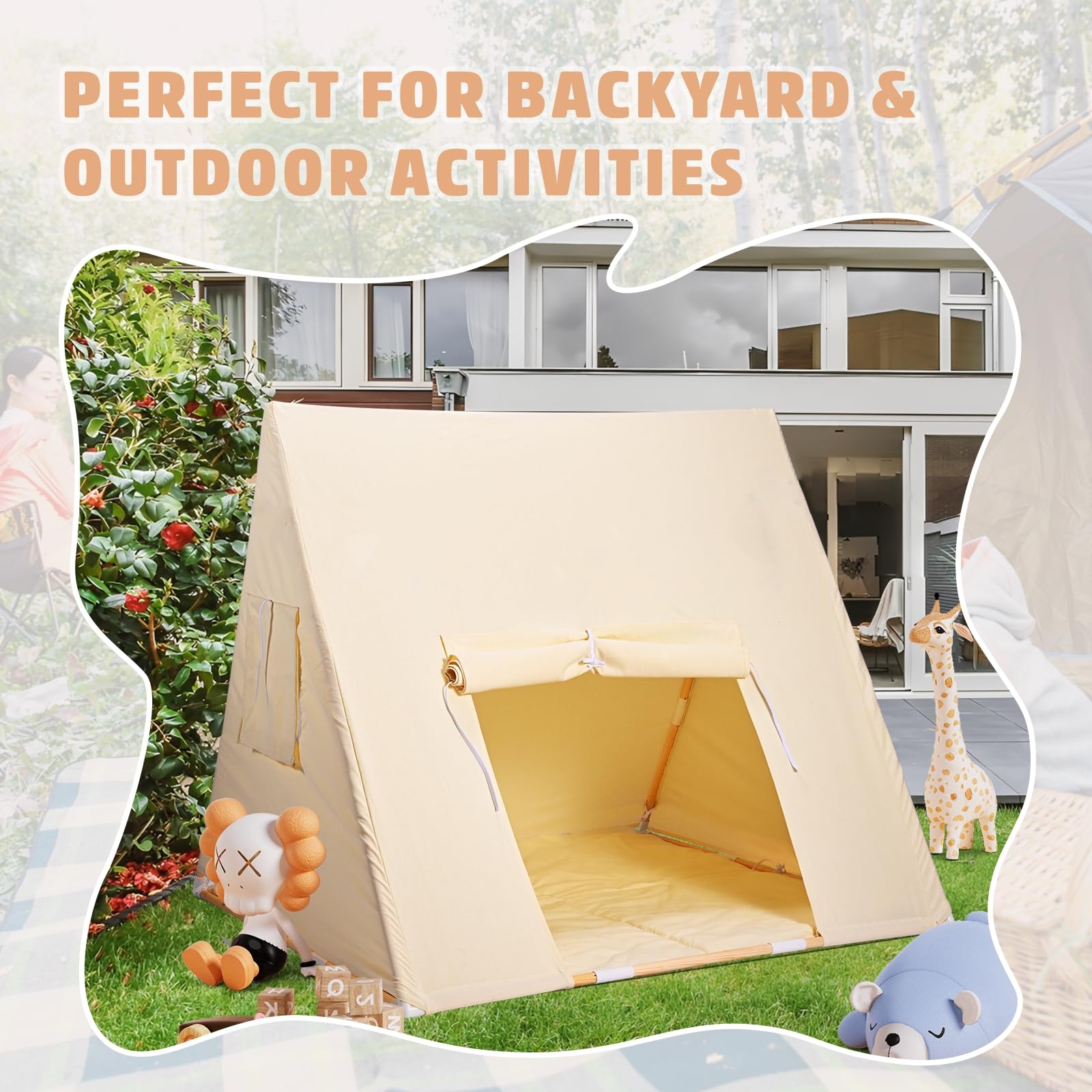 Tente Enfant Cabane Enfant Intérieure avec Tapis Rembourré Triangle Tente pour Enfants Tentes Intérieures Enfants Playhouse Tente de Jeu Pliable pour Filles et Garçons
