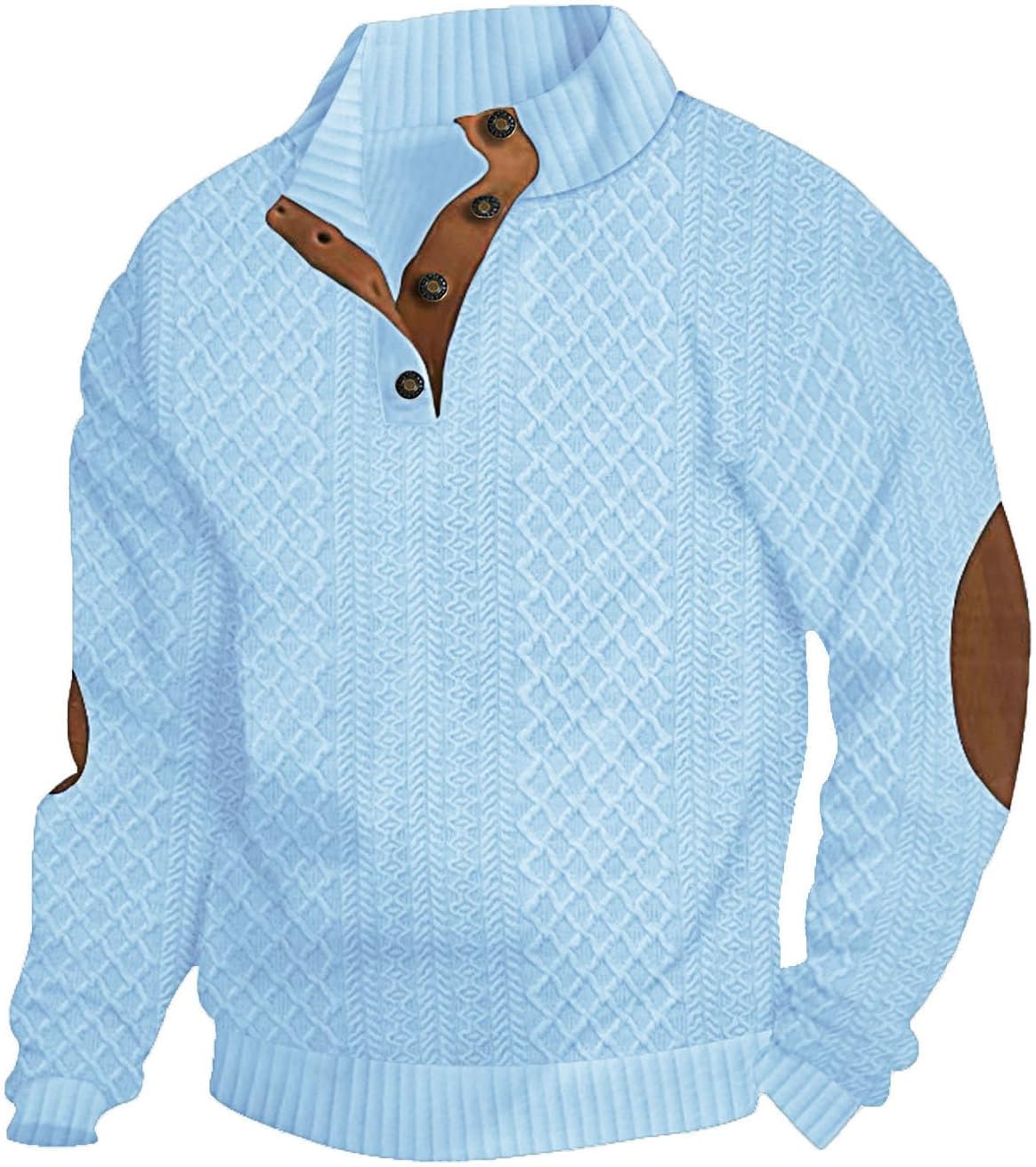 Men's Casual Sweatshirt Pullover Sweater Casual Long Sleeve Stand Collar Quarter Button Sweaters