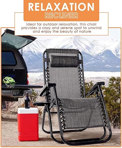 Miniatura 7 de CB COZY BOX CozyBox - Sillón ajustable de gravedad cero con tela de malla de acero silla reclinable con almohada cómoda, bandeja portavasos, y