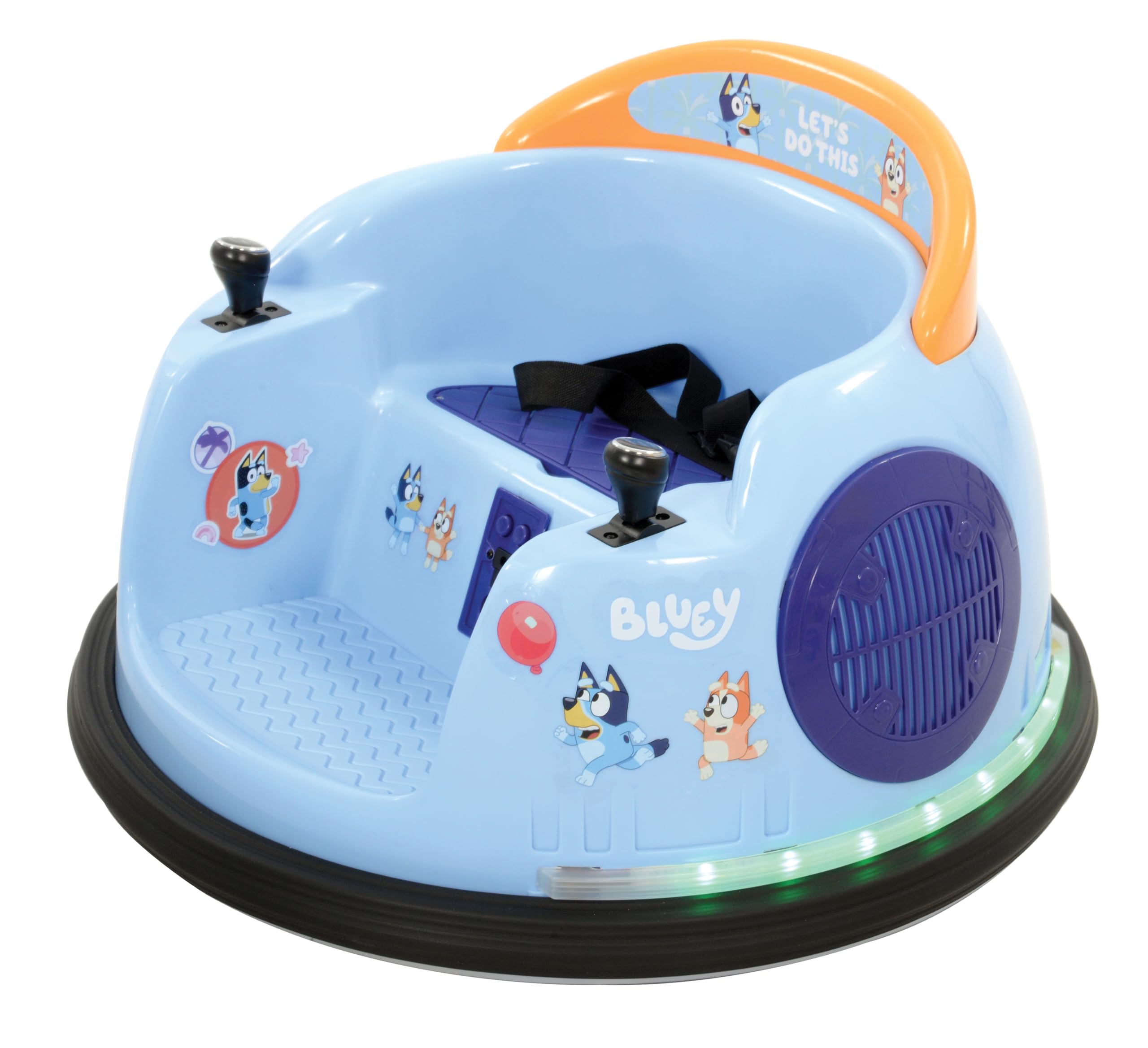 Bluey Kids Bumper Car - Official Licensed Kids Ride On Car - 6V Electric Ride On Toys - 360° Spin, LED Lights & Sounds - Safe Toddler Toy for 3+ 30kg Max & Anti-Collision Strips - Bluey Toys