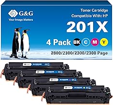 G&G Compatible Toner Replacement for HP 201X 201A for Color Laserjet M277DW M252DW M277N M252N M252 CF400X CF401X CF402X CF403X (Pack of 4)