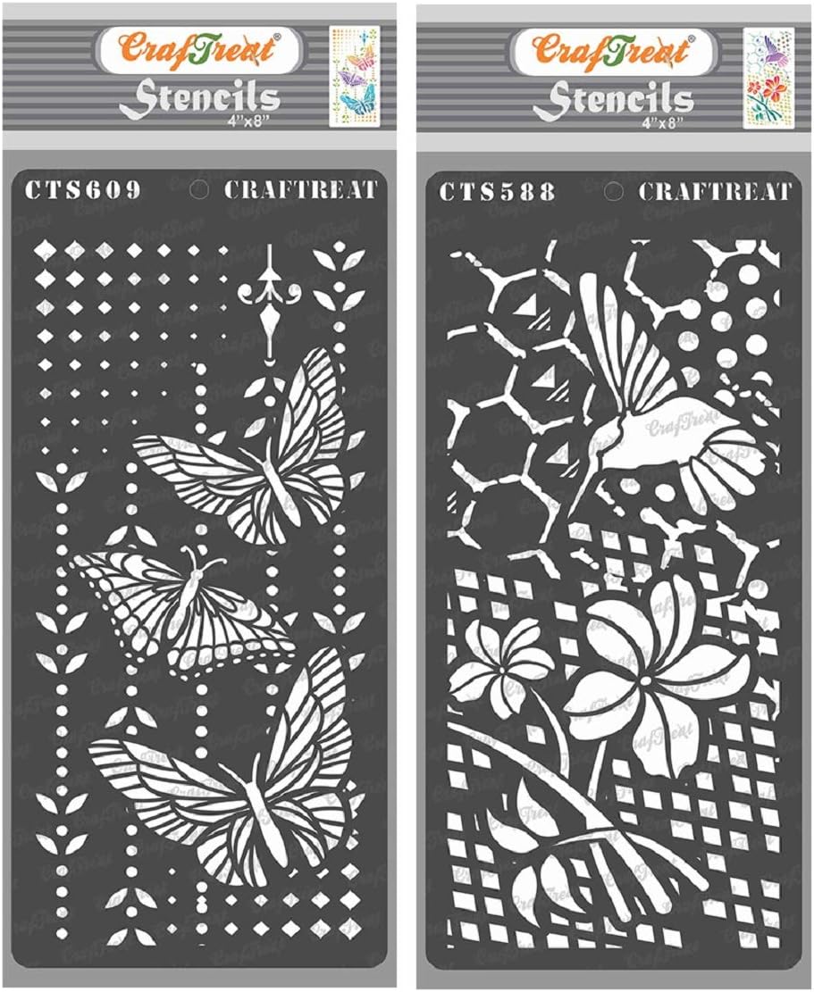 CrafTreat Mixed Media Stencils for Crafts Reusable Vintage Flower and