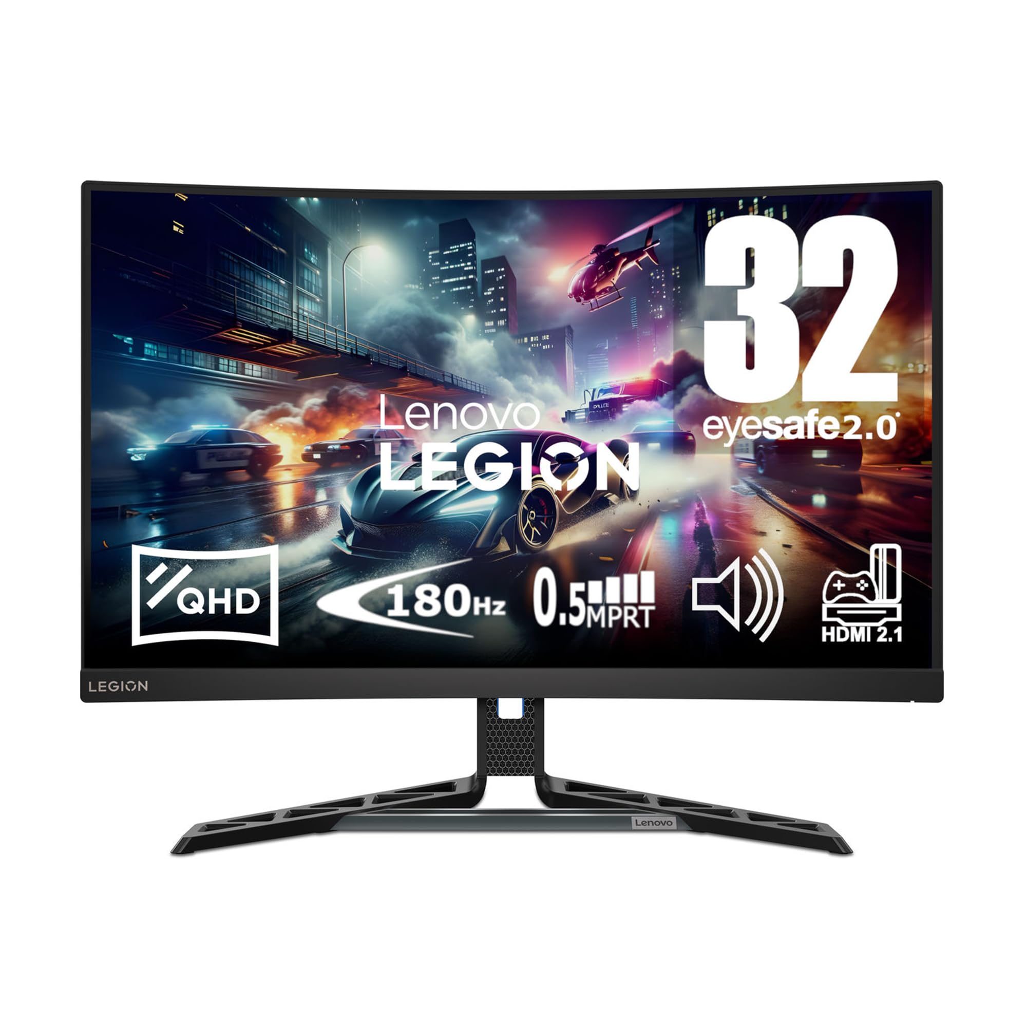 Lenovo Legion R32qc-30 Monitor Gaming Curvo 31.5" QHD (2560x1440), VA, 0.5ms, 180Hz, Altoparlanti, Regolabile, AMD FreeSync, HDMI 2.1 + DP