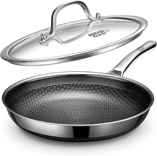 Non Stick Frying Pan, 12-Inch with Lid, Hybrid Frying Pan