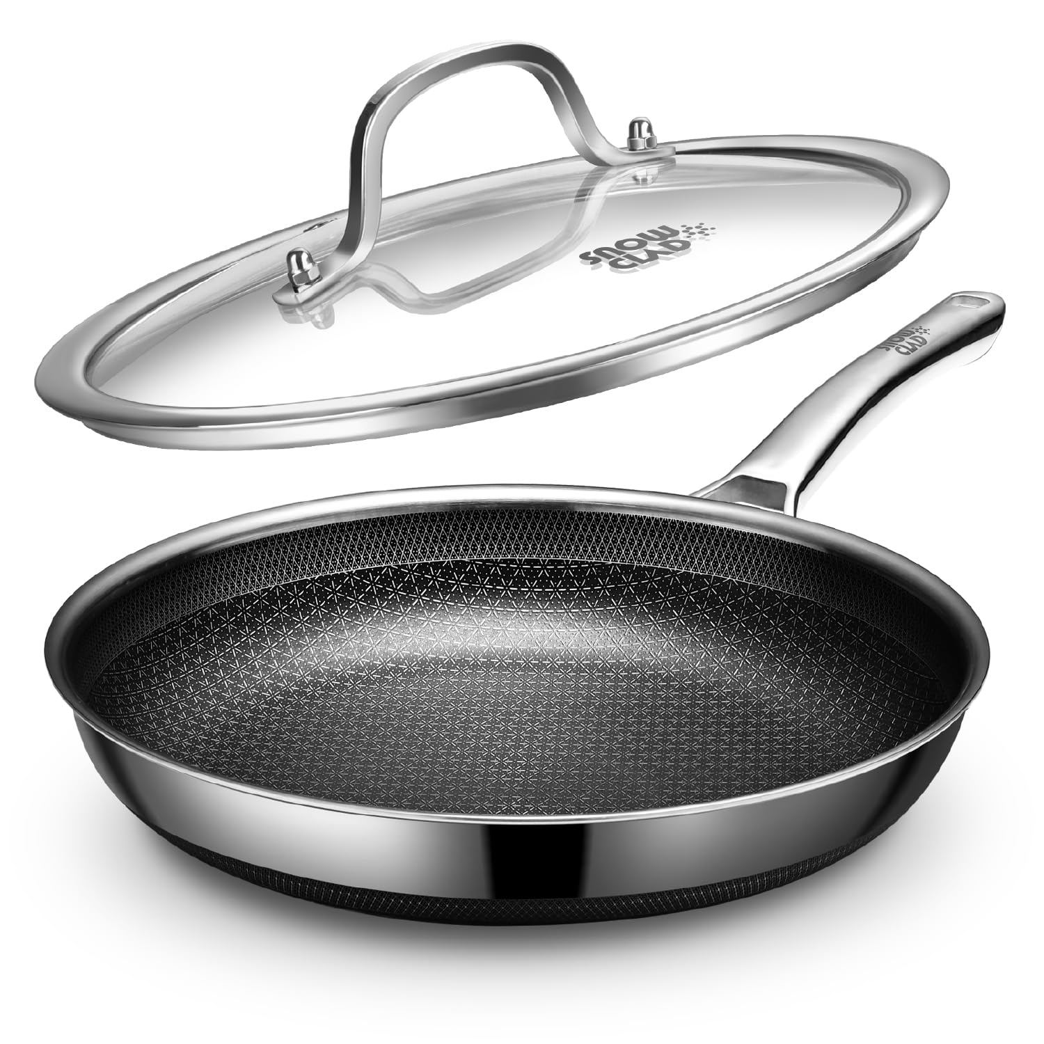 Photo 1 of ***DIRTY / BURNT ON OIL OR FOOD*** Yonida Non Stick Frying Pan, 12-Inch with Lid, Hybrid Frying Pan Nonstick Upgrade, Stainless Steel Skillet, Dishwasher & Oven-Safe, Induction Compatible Cooking Pan, PFOA Free Cookware