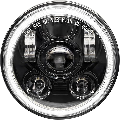 Vista 9 de 5-3/4 5.75 pulgadas faro LED compatible con Harley Davidson Dyna Sportster Iron 883 1200 Low Rider XLH883 Super Glide Softail Custom XLH1200
