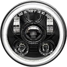 5-3/4 5.75 inch LED Headlight Halo DRL Compatible with Harley Davidson Dyna Sportster Iron 883 1200 Low Rider XLH883 Super Glide Softail Custom XLH1200 Forty-Eight SuperLow(Black)
