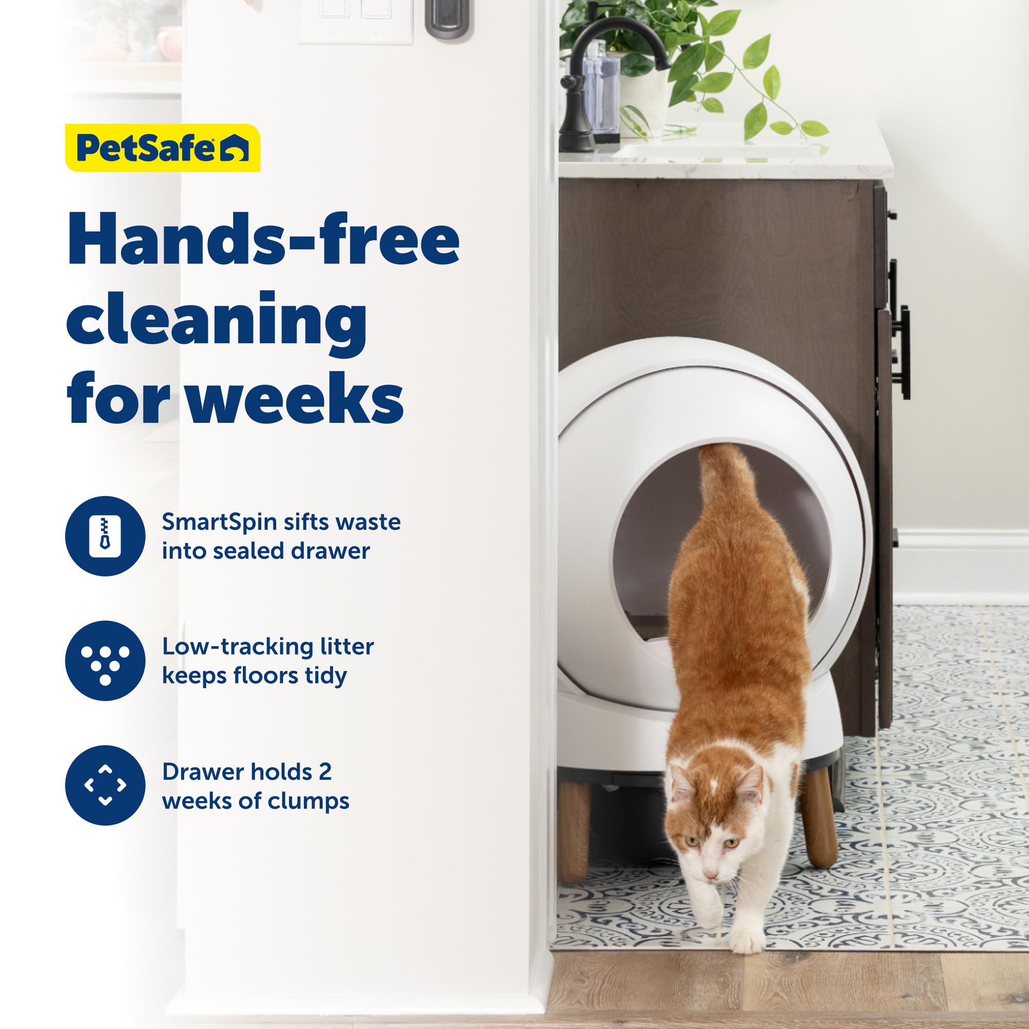 PetSafe ScoopFree SmartSpin Lettiera autopulente – Controllo avanzato degli odori – Controllo degli odori – Controllo tramite app con monitoraggio della salute – Funziona con qualsiasi lettiera – Fino