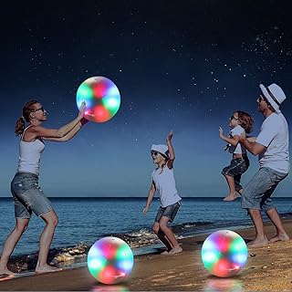 Floating Pool Lights,17 Inches Waterproof Pool Lights That Float,Inflatable Pool Ball Lamp Glow in The Dark,Color Changing Led Light Balls for Beach,Garden,Pathway,Pool Party Decorations -2 Pack