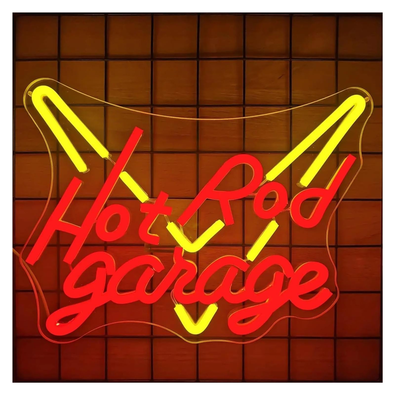 LEMST Sign Lamp Hot Rod Garage Neon Sign USB Powered Dimmable for Man Cave Workshop Repair Shop Garage Wall Decor 24.3cmх32.5cm
