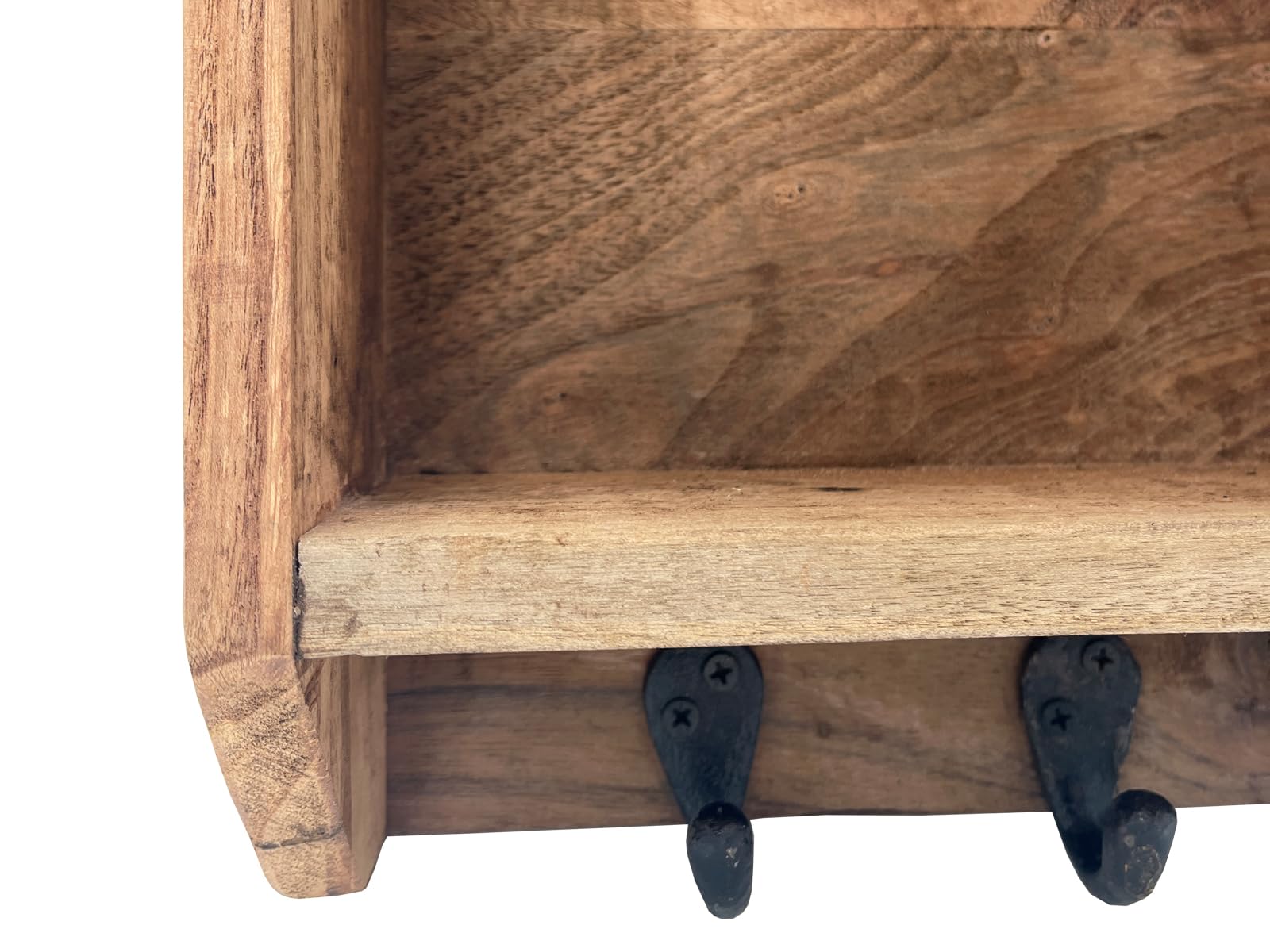 Woodkings Schlüsselkasten Sumatra | Schlüsselhaken 25x35x10cm aus Altholz | ideal für Flur Büro Deko | Rustikales Design mit Glastür und Haken