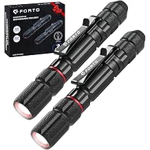 FORTO Rechargeable Pen Light,300 Lumens Perfect EDC Pocket Flashlight with Clip,IP67 Waterproof,2 Dimmable & Zoomable Lighting Modes,Type-c Charging for Inspection,Work,Repair,Camping2 Pack