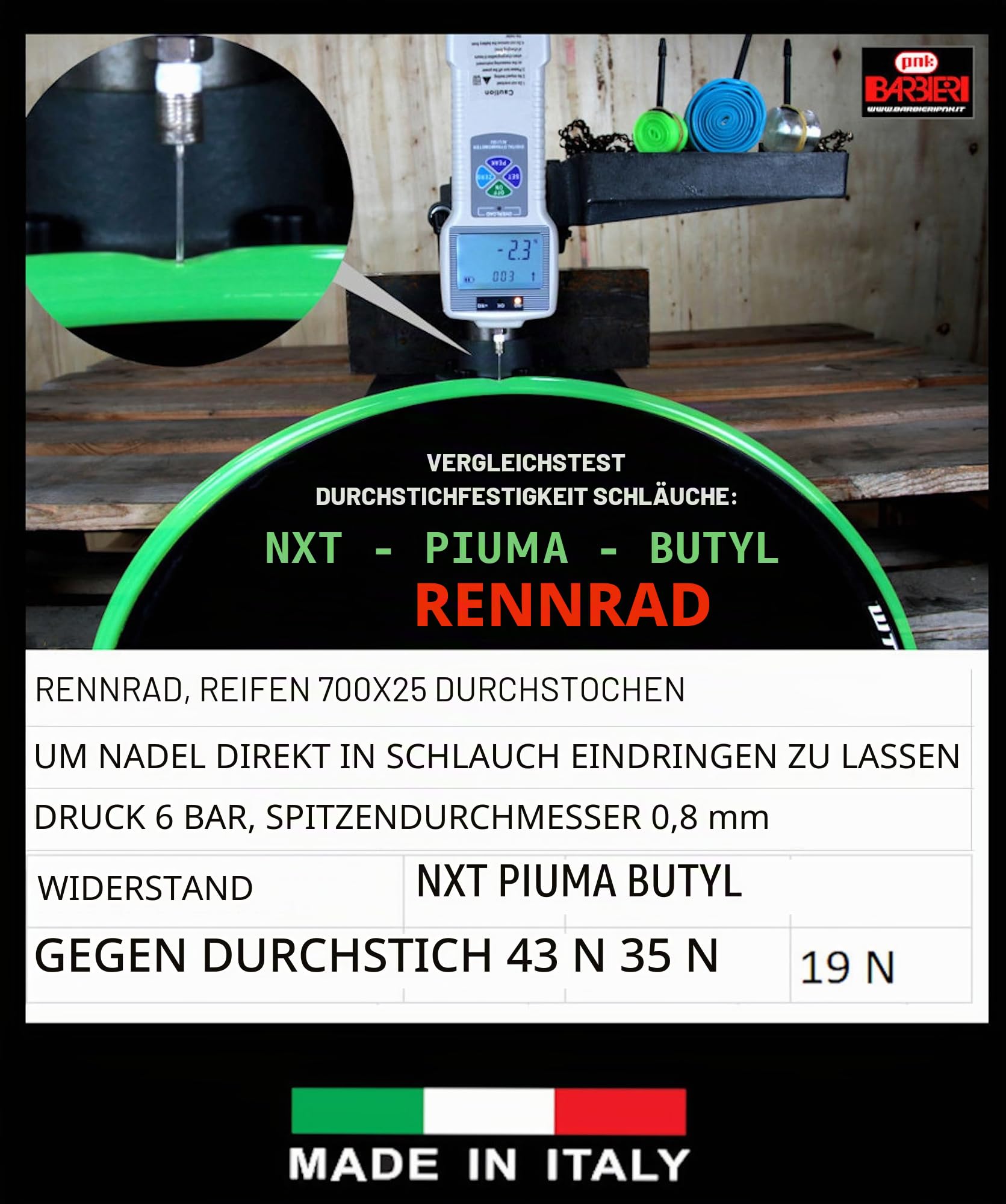Barbieri Superleichte NXT Kamera, 700 x 23-32 FV65M, für Erwachsene, Unisex, Grün, klein