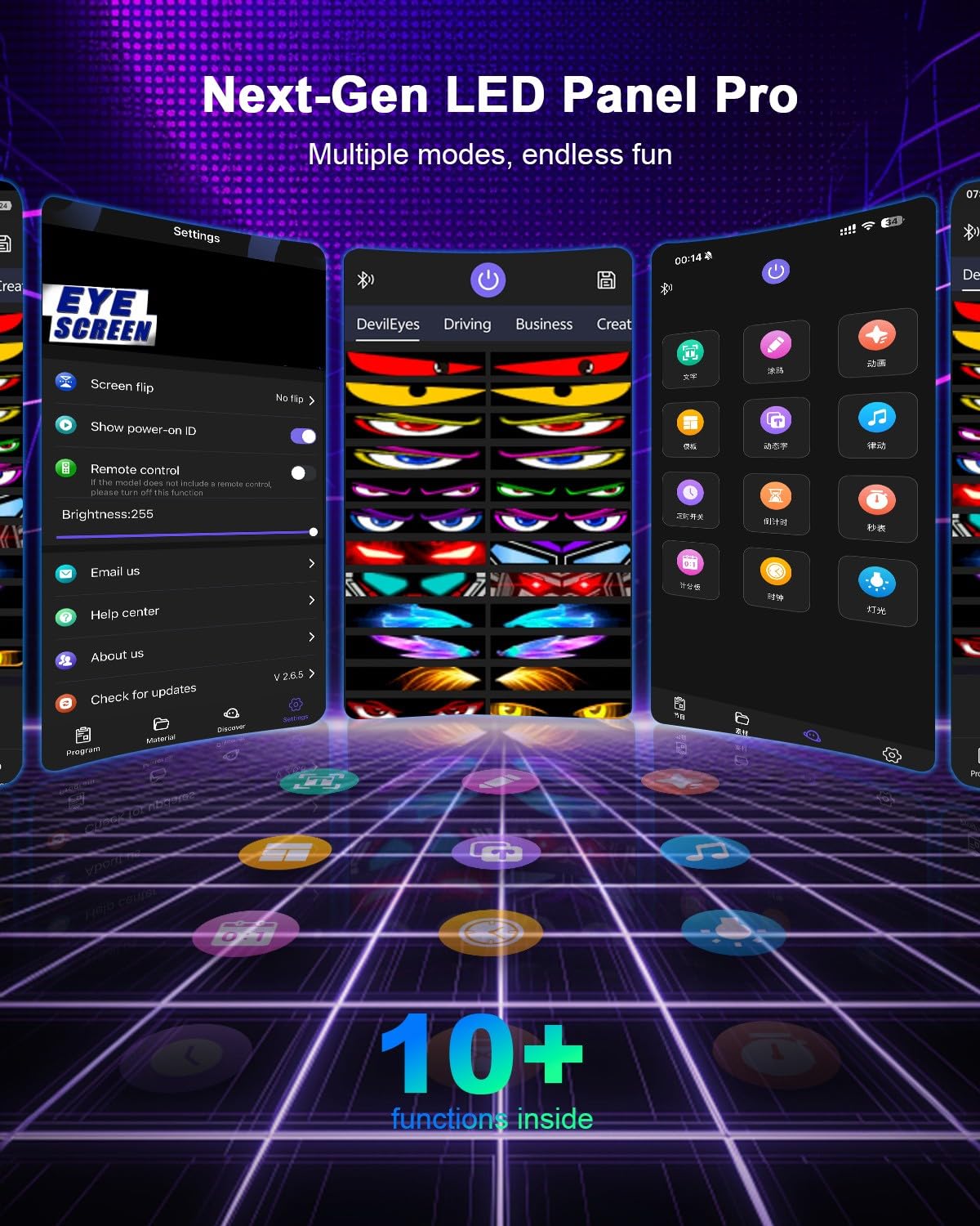 Pantalla LED Programable,47.5 X 12cm Letrero led Para Coches Ojos Del Diablo Control VíA App Bluetooth y Mando a Distancia,Colorida Letrero LED Flexible,Usb 5v,Para CamióN, Publicidad XAXVSTS
