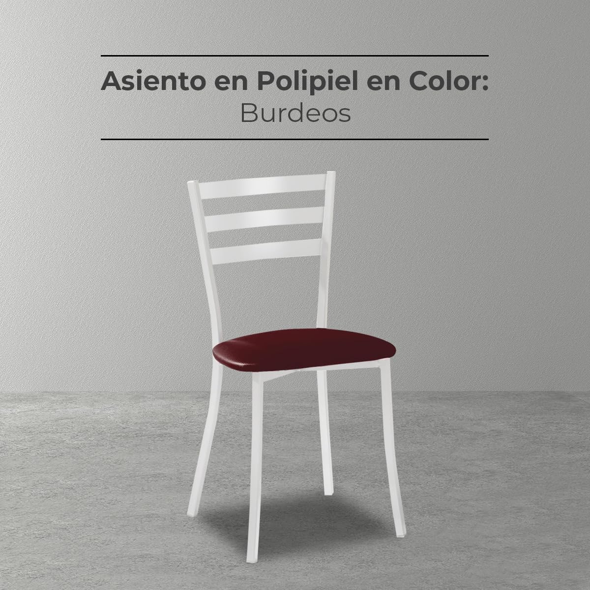 ASTIMESA SCMBLBU Due sedie da Cucina, Metallo Similpelle Alluminio, Bordeaux, Altura de asiento 45 CMS