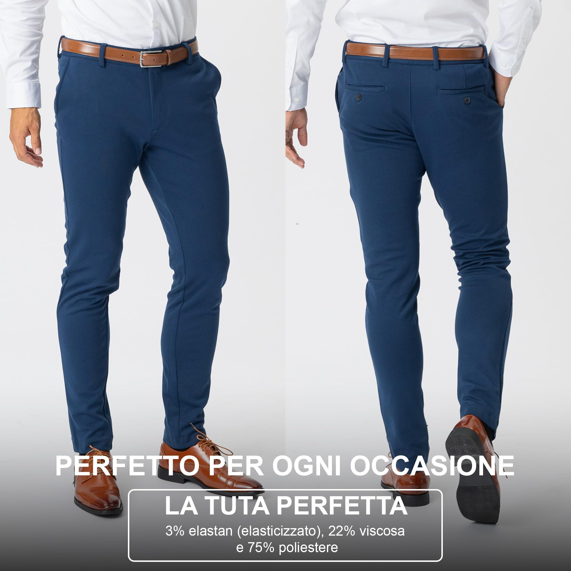 Performance Pants Uomo - Pantaloni Chino Slim Fit Stretch con Tessuto 360° - Eleganti, Comodi e Versatili per Business, Tempo Libero, Viaggio e Golf - vestibilità Curata