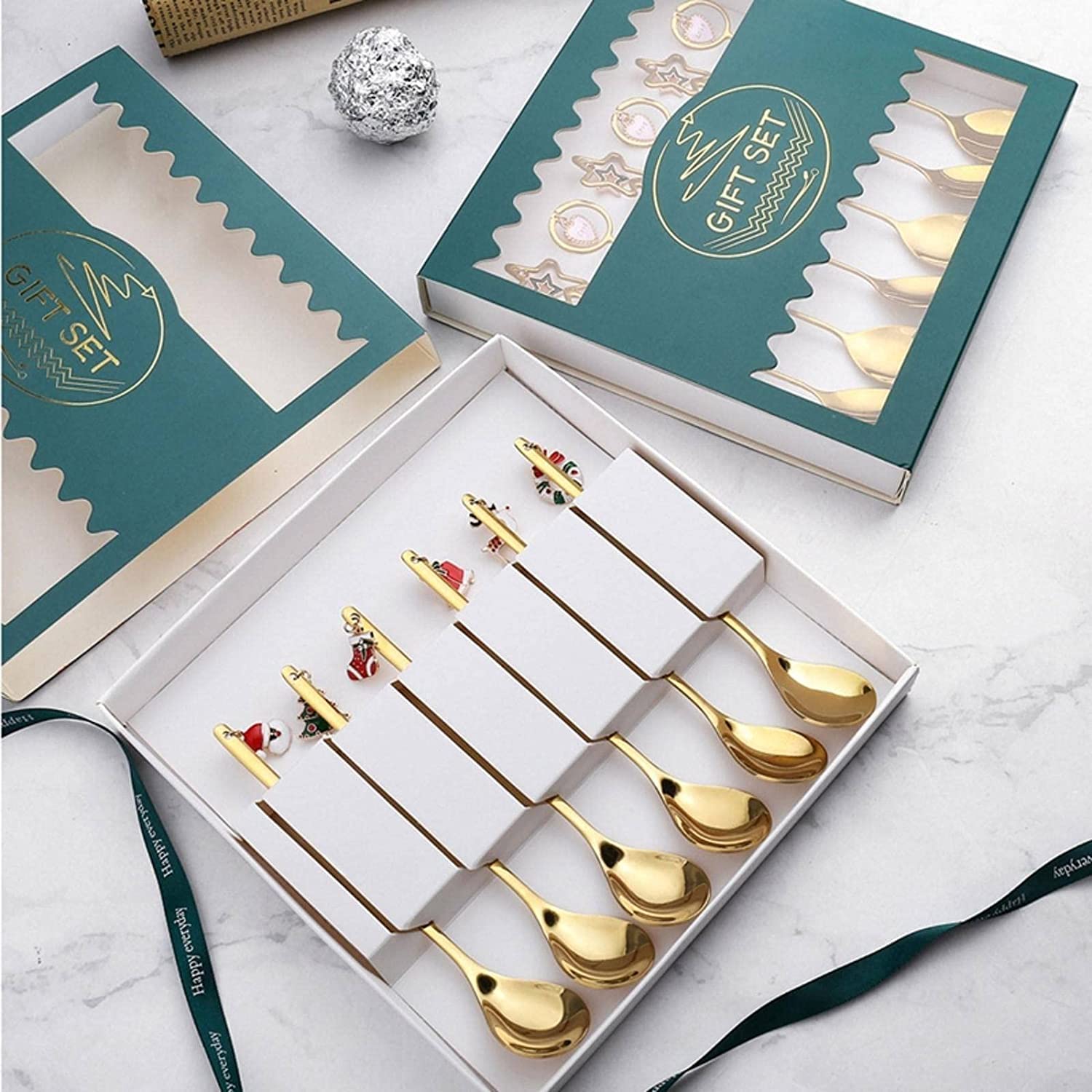 Löffel Restaurants Kreativer Edelstahl-Kaffee-Löffel Teelöffel-Dessert-Snack-Scoop-Eis-Spoons Geschirr-Kaffee-Scoops Esslöffel Hause(Silver B)