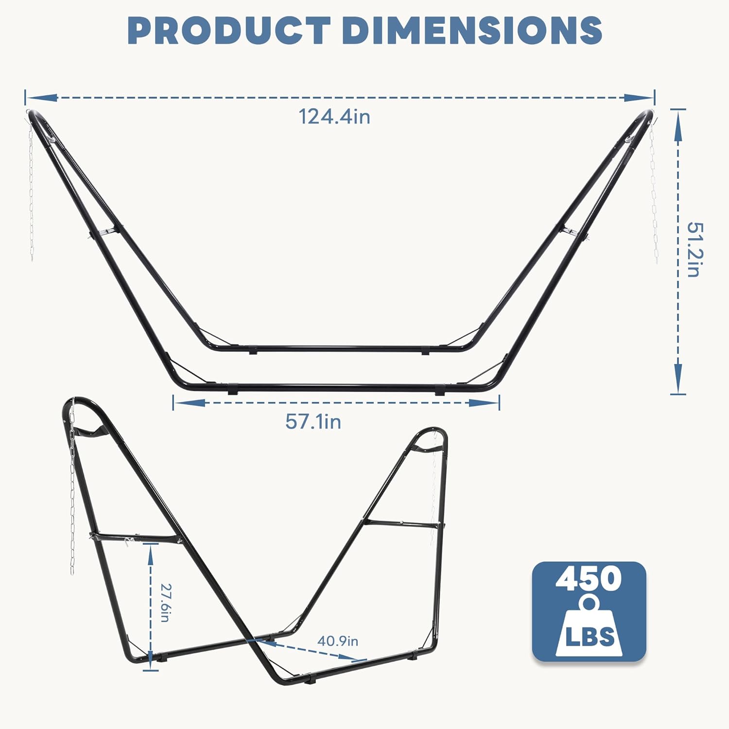 DUMOS Universal Double Hammock Stand Only, Heavy Duty Hammock Stands for 2 Person, Steel Stand for Indoor and Outside Garden Backyard Patio Pool Beach