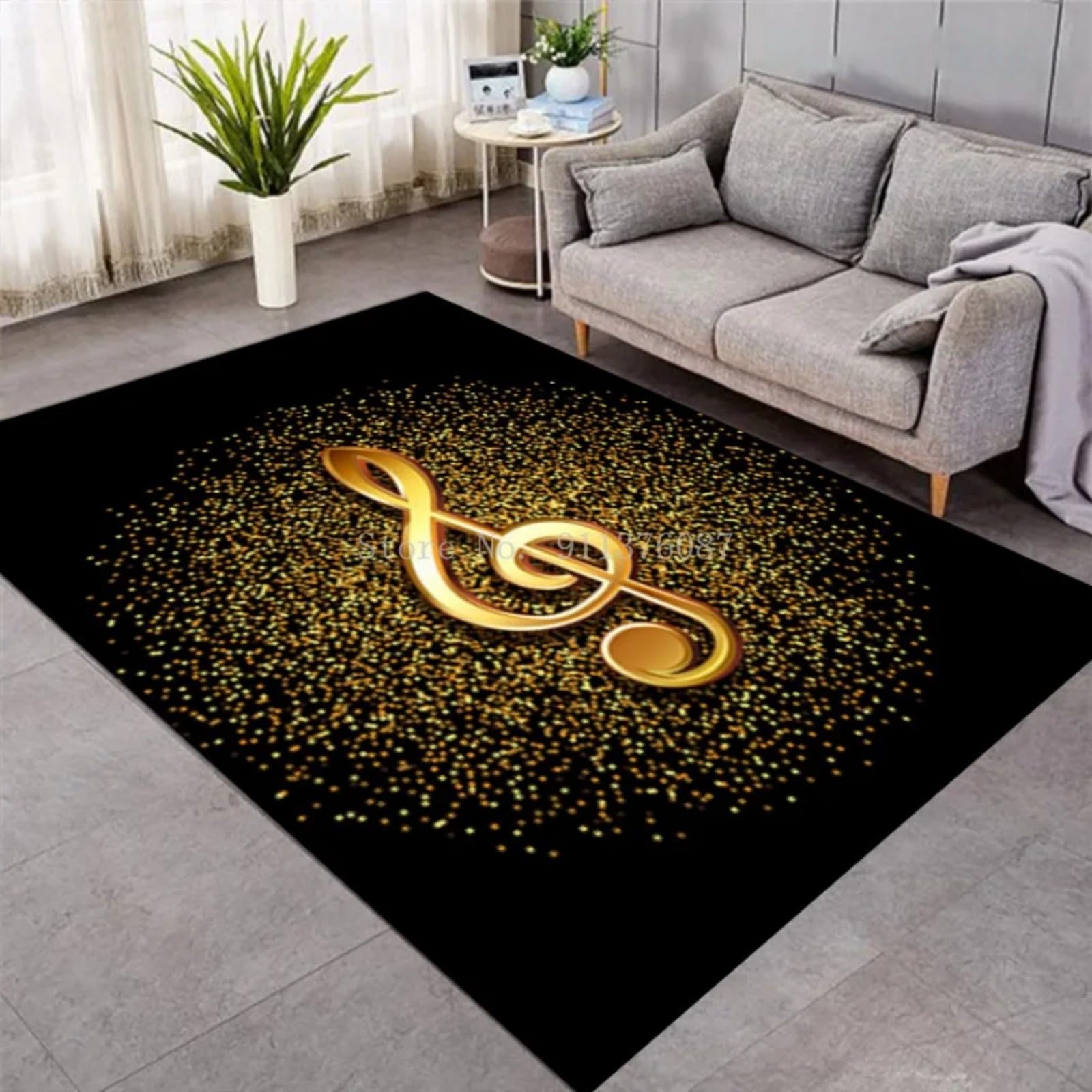 Musica Con Note D'Oro Tappeto Stampato In 3D, Soggiorno, Camera Da Letto, Coperta Sul Comodino, Cuscino Per Tavolino Da Caffè, Coperta Per Divano 180 X 280 Cm - Poliestere - Soft Touch Facil -5W3H1Y1F