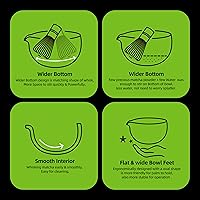 Vista 4 de TEANAGOO Matcha Bowl with Spout, 2-PCS Ceramic Matcha Bowl and Whisk Holder (Chawan), 18 OZ/510ML White Bowl with Stand, Green Tea Traditional