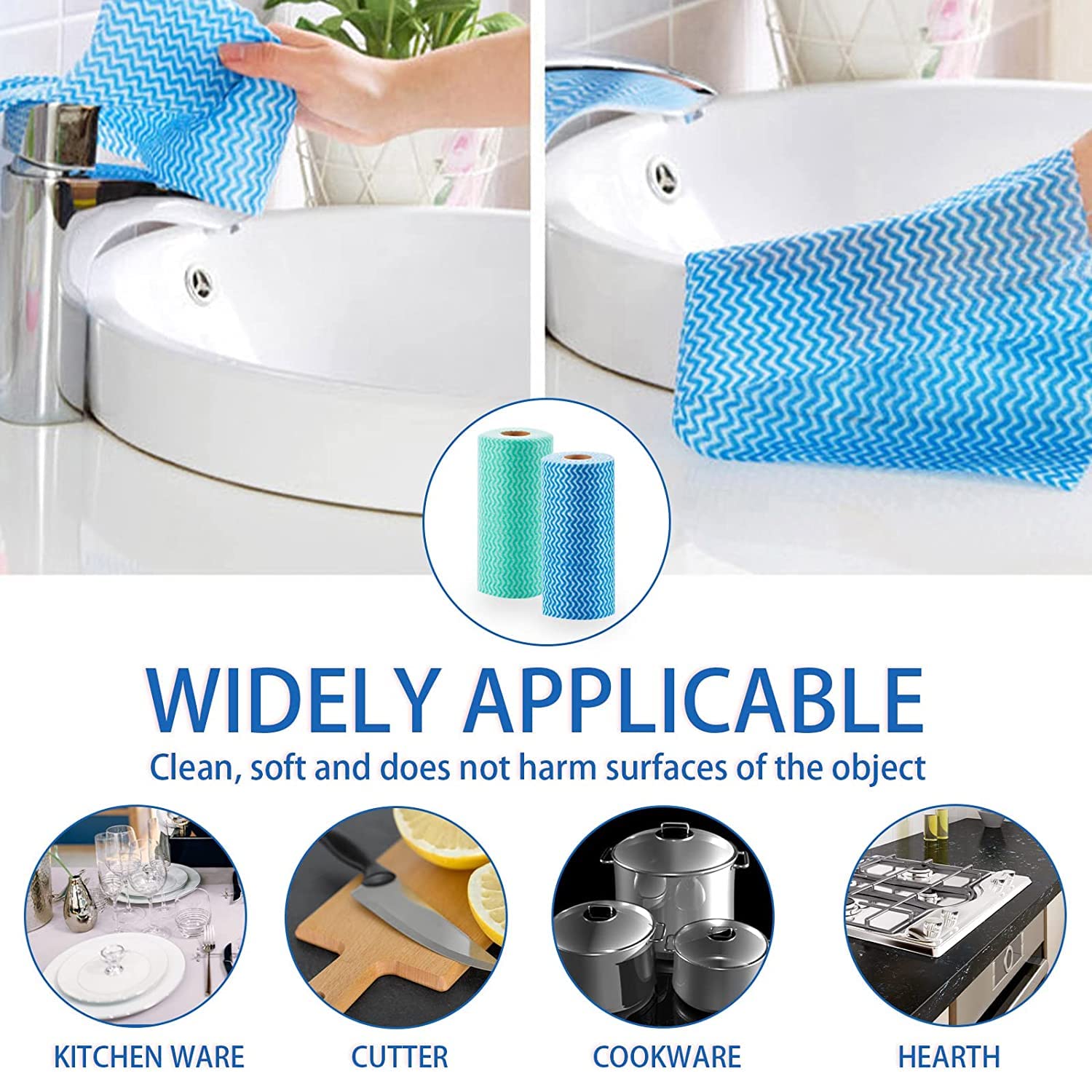 STARDOM MART Kitchen Roll Kitchen Tissue roll Cleaning Wipes Washable & Reusable Quick Dry (Pack of 2) 2
