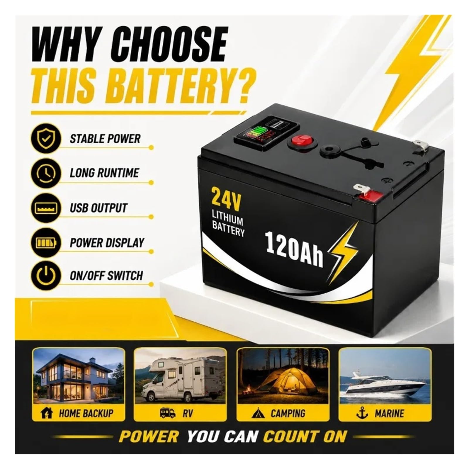 Alimentazione Di Emergenza, Batteria Al Litio LiFePO4 Da 12 V 200 Ah(200AH)