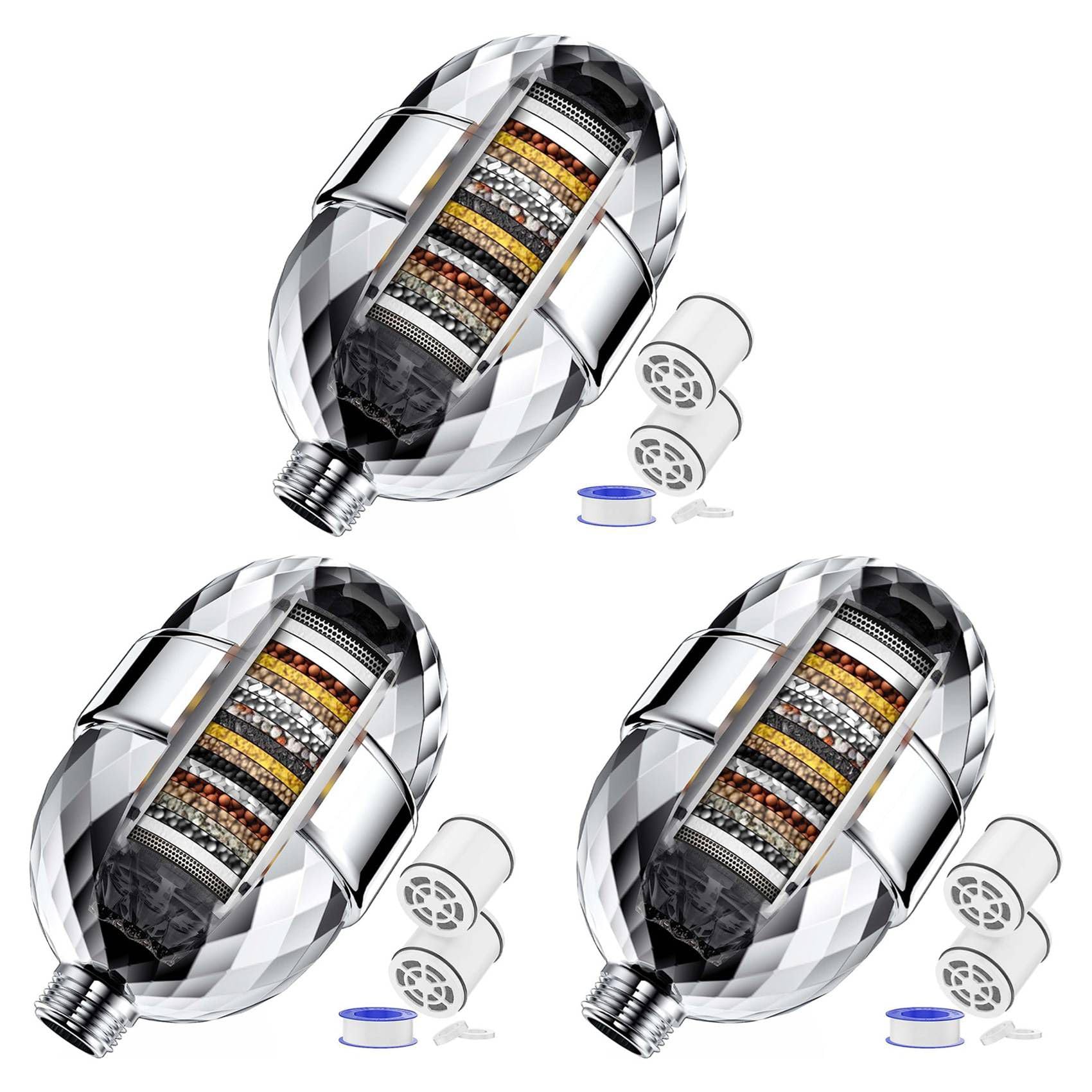 Jnchdghwa As Shown 3X 20 Stage Shower Filter Shower Head Filter With Replaceable Cartridges Shower Filter For Hard Water Removing Chlorine