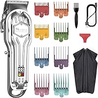 SURKER K9S Cordless Hair Clippers for Men - Professional Rechargeable Trimmer Kit with LED Display, 8 Guide Combs, 5-Hour Battery