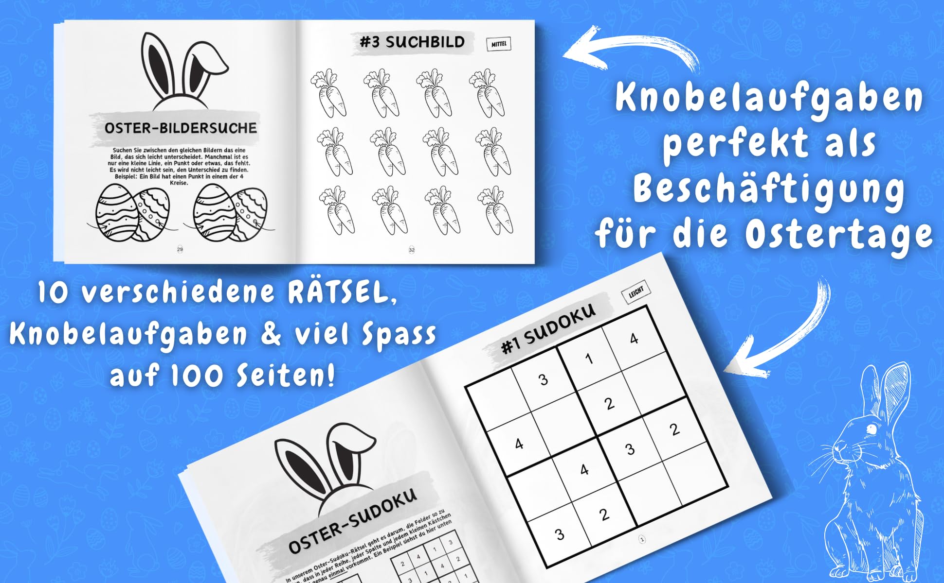 Das grosse Oster Knobelbuch für Grundschüler: Das perfekte Ostergeschenk für Kinder ab 8 Jahren | Mit Oster-Quiz, Sudoku, Labyrinthen und weiteren spannenden Knobelaufgaben!
