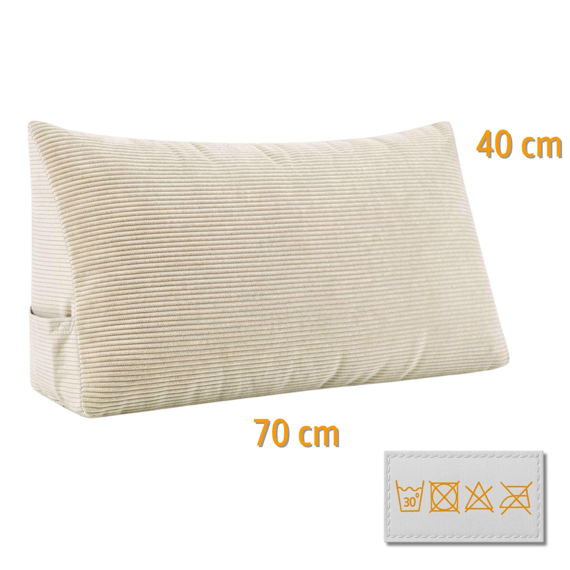 Amazinggirl Coussin de Lecture pour lit Sofa et canapé 70 cm - Grand Dossier de lit Triangulaire – Oreiller de Lecture Appui pour Le Dos Coussin canape pour Lire Le Soir Gris Clair – Velours côtelé