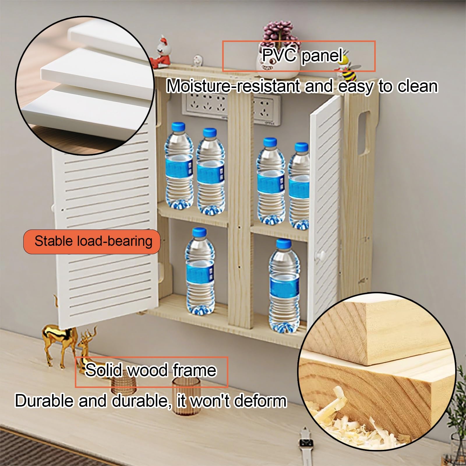 Scatola portaoggetti in Legno per Router, Nascosta da Box WiFi a Parete, mobiletto Decorativo per Router, scaffale per Modem, Supporto per proiettore, Organizer per la Gestione