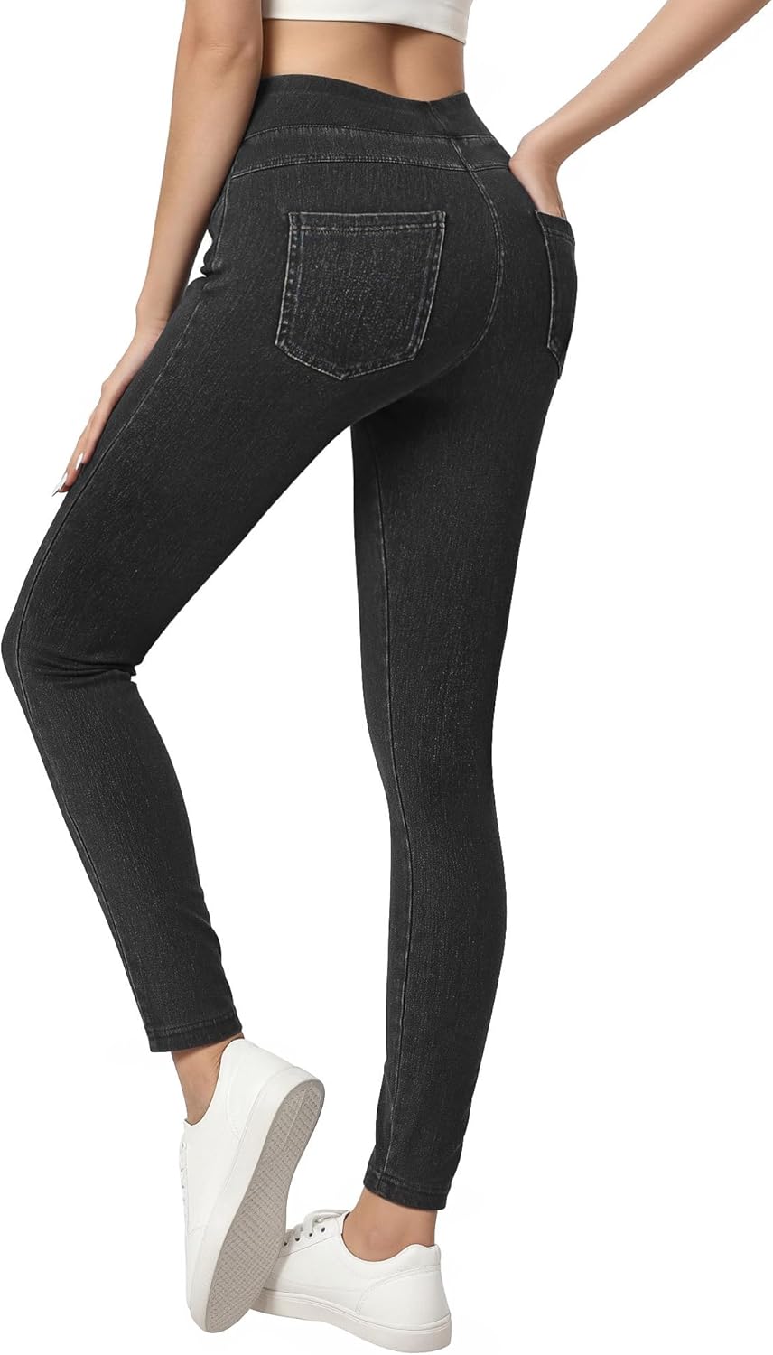 Jeggings for Women Tummy Control Stretch Jeans High Waisted Skinny Jeans Pull On Butt Lifting with Pockets