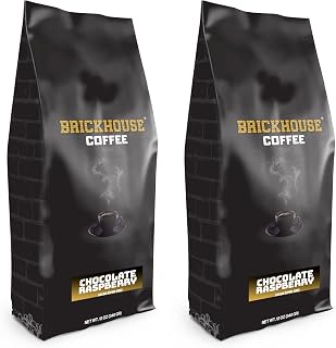 Brickhouse Chocolate Raspberry Flavored Ground Coffee – Fruity & Rich, 100% Arabica, 2-Pack (12oz Bags)