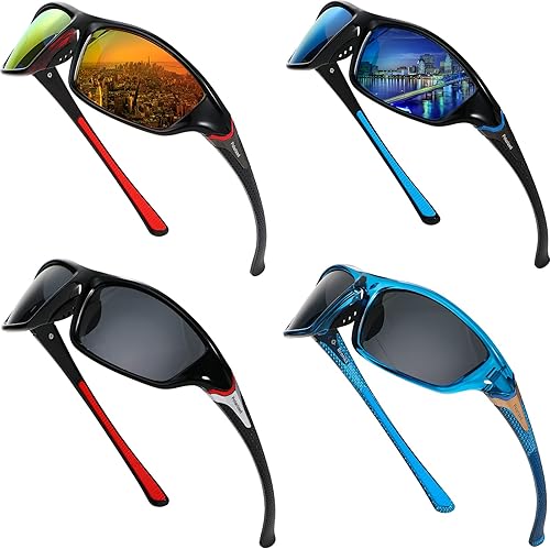 Miniatura 217 de TOODOO 4 Pairs Men Polarized Sunglasses with UV Protection Driving Glasses Sports for Sport Outdoor Activities