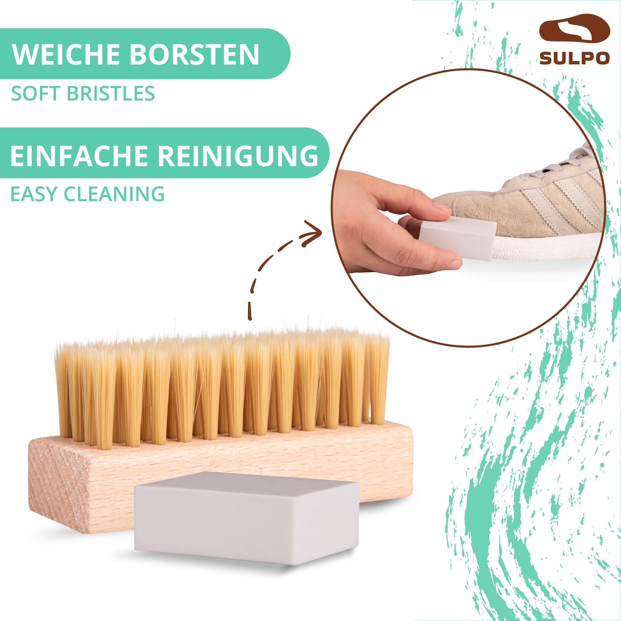 Kit D'entretien Chaussures Daim 4 Pièces - Brosse, Gomme, Chiffon - Pour Daim, Nubuck, Cuir