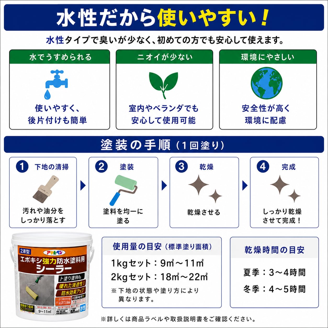 Amazon | アサヒペン 塗料 ペンキ 水性2液型 エポキシ強力防水塗料用 