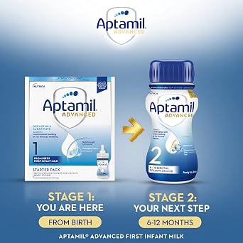 Aptamil Advanced 1 First Baby Milk Formula Starter Pack Ready to Use Liquid, from Birth, 6x70 ml (Pack of 4)