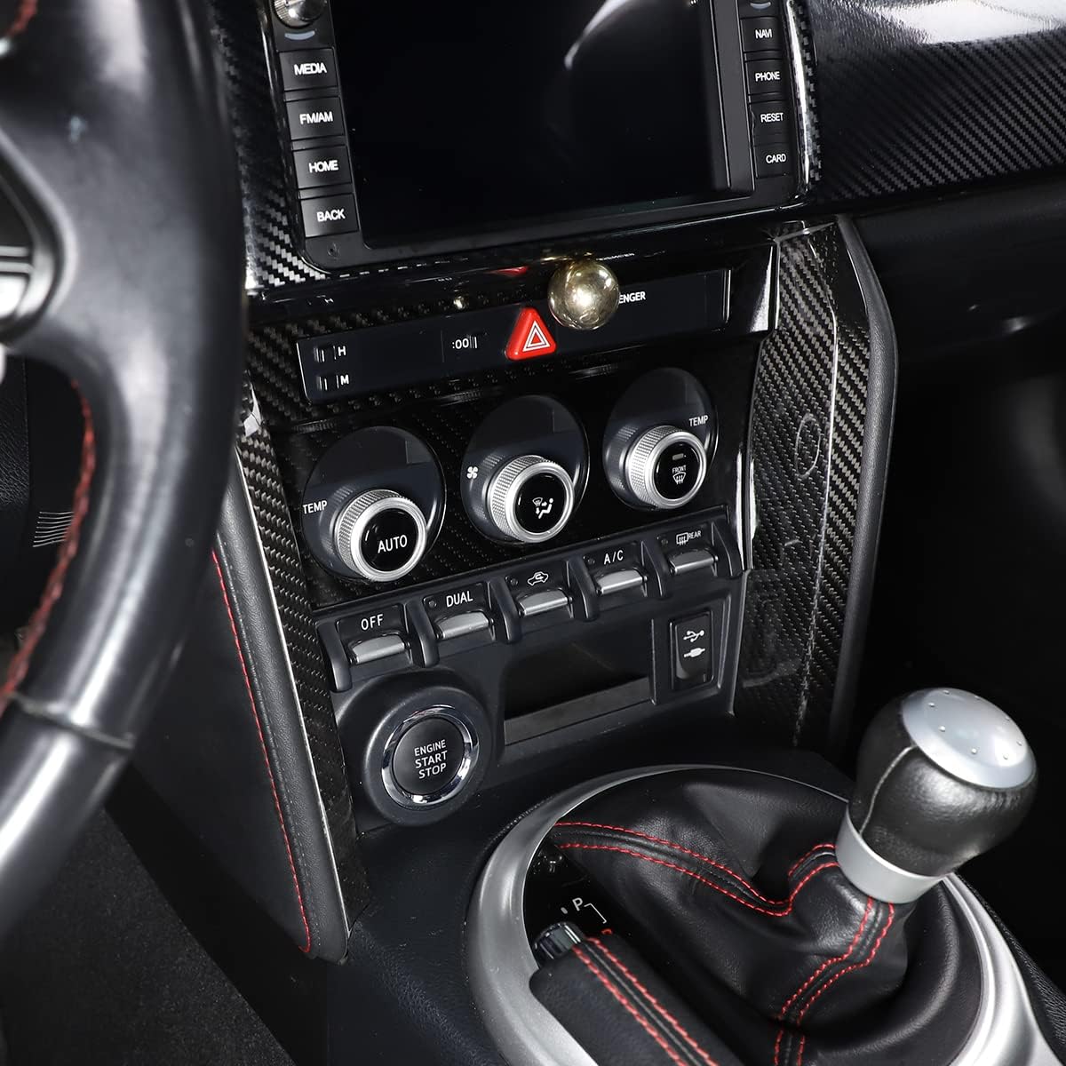 Real Carbon Fiber Car Central Control Side Decoration Strip Sticker Protective for Toyota 86 / Subaru BRZ 2012-2020 2Pcs Car Interior Accessories (Carbon Fiber Red)
