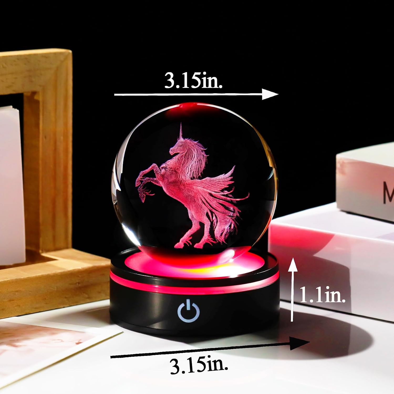 YWHL Unicorn Gifts for Women, 3D Unicorn Figurines Crystal Ball Decor image 4